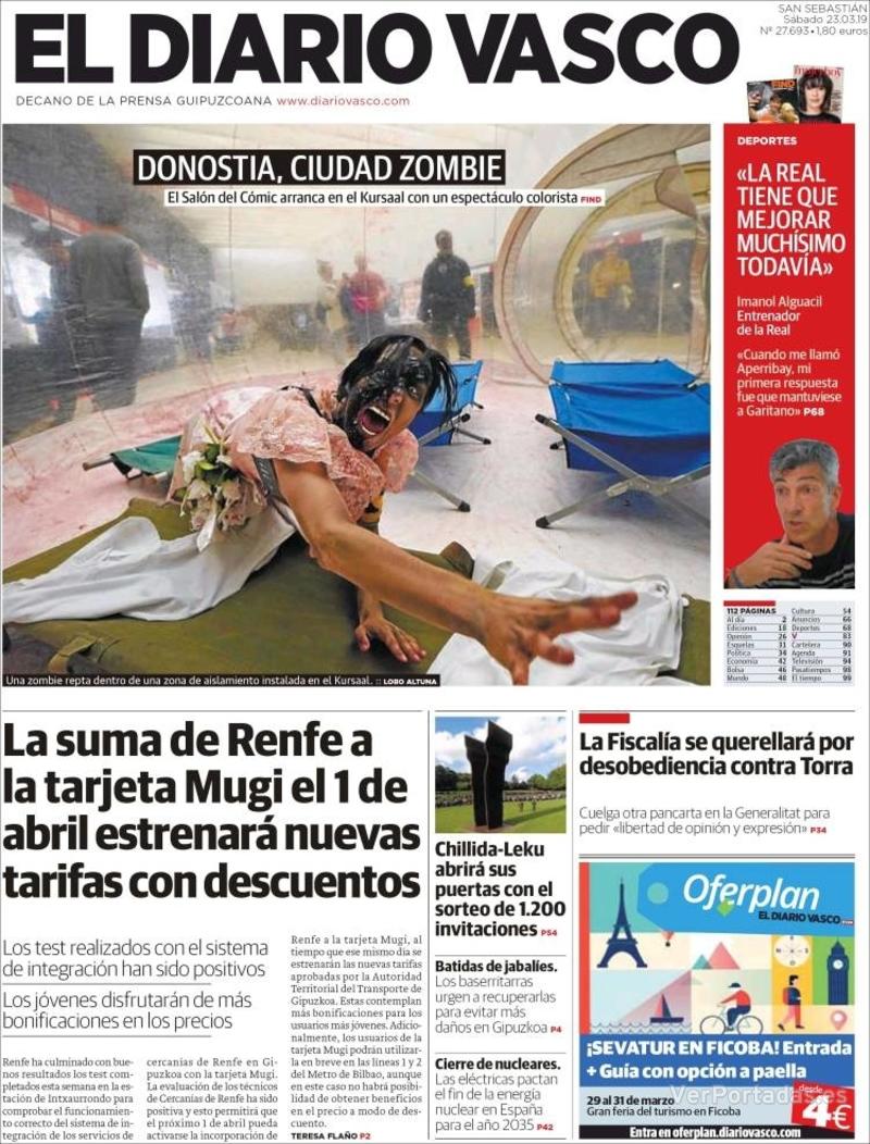 Portada El Diario Vasco 2019-03-24
