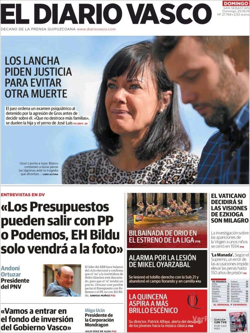 Portada El Diario Vasco 2019-06-24