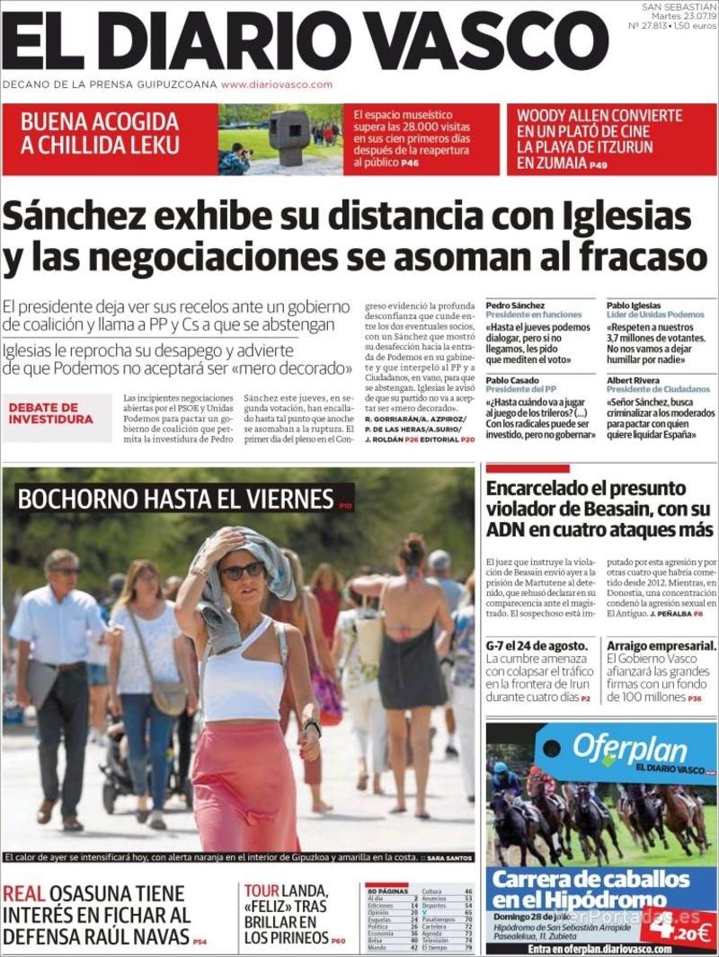 Portada El Diario Vasco 2019-07-24