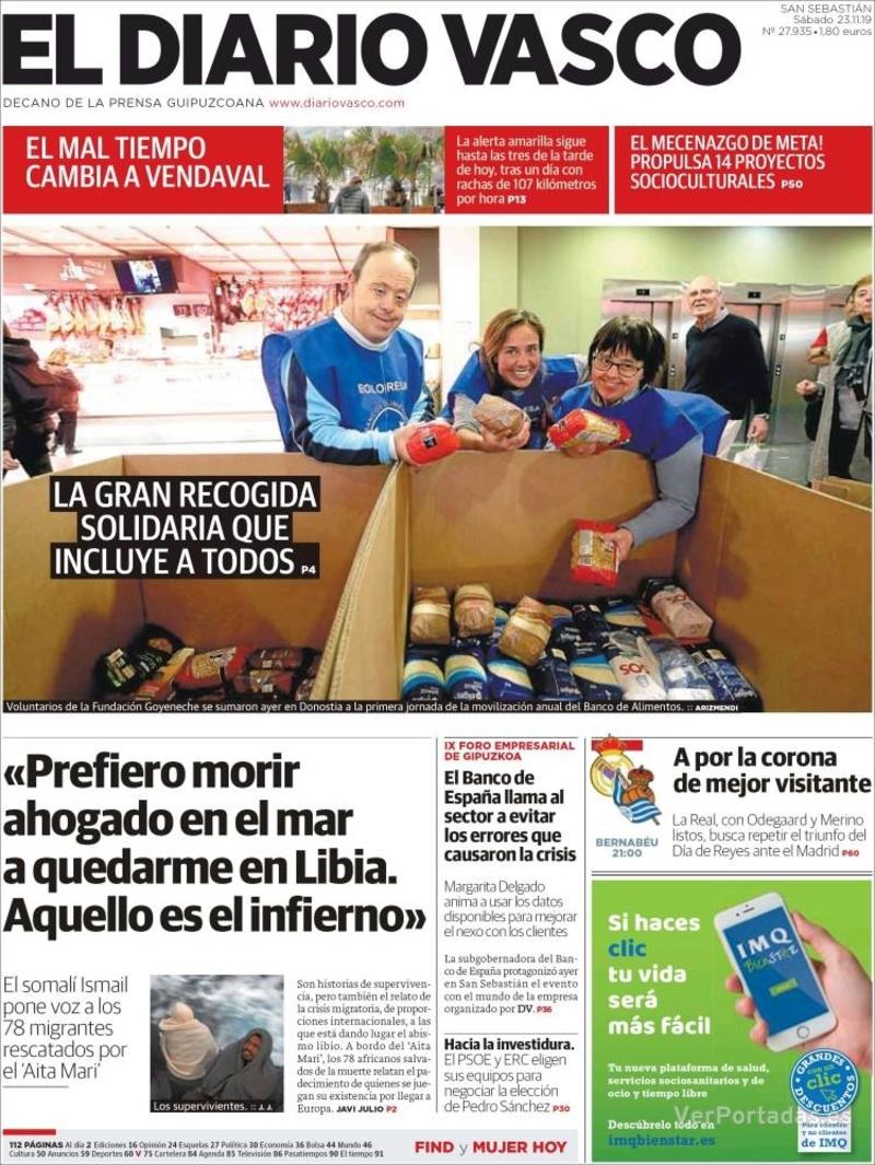 Portada El Diario Vasco 2019-11-24