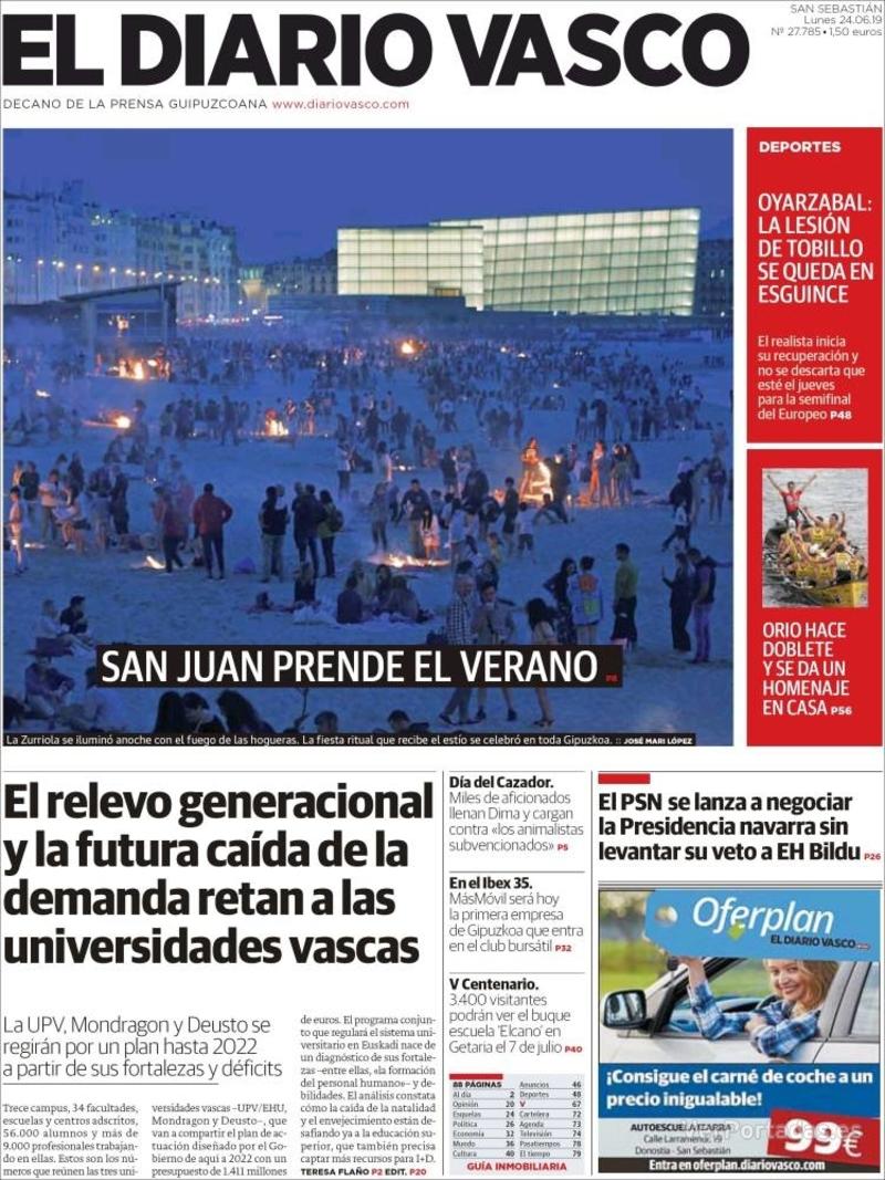 Portada El Diario Vasco 2019-06-25