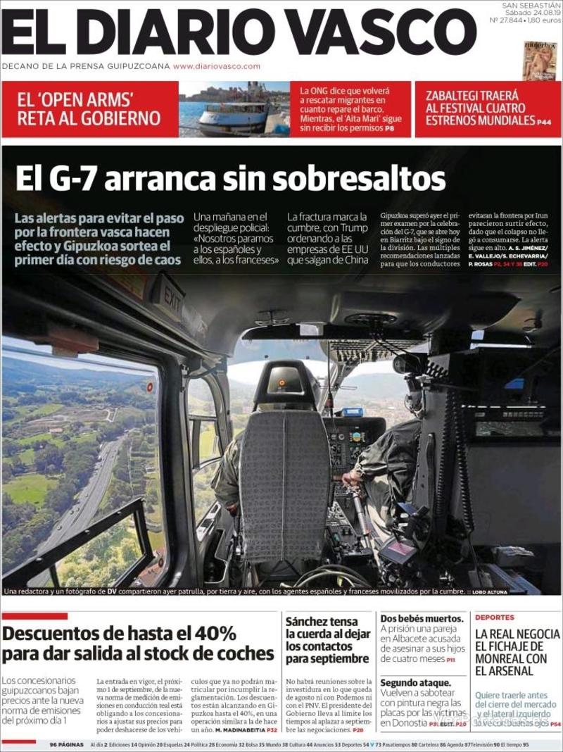 Portada El Diario Vasco 2019-08-25