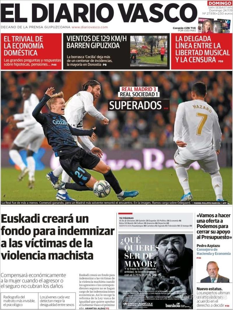 Portada El Diario Vasco 2019-11-25