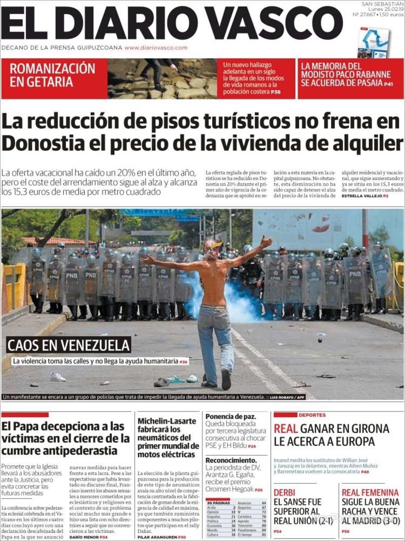 Portada El Diario Vasco 2019-02-26