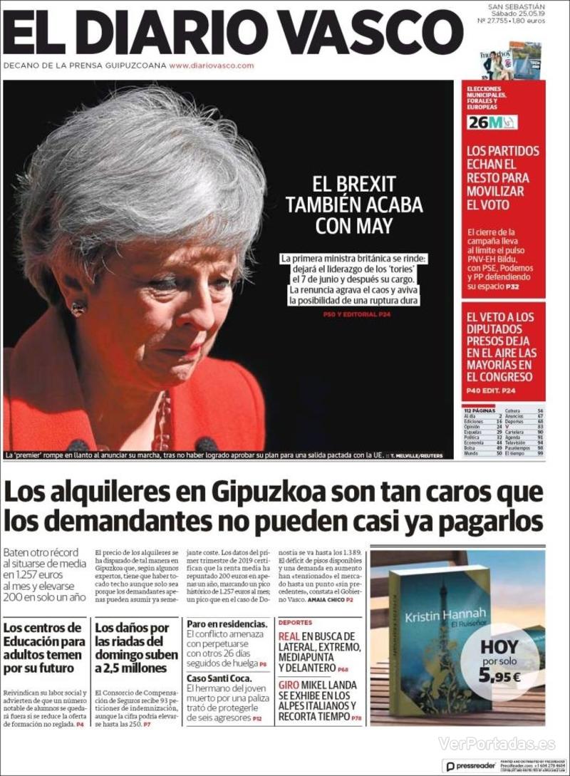 Portada El Diario Vasco 2019-05-26