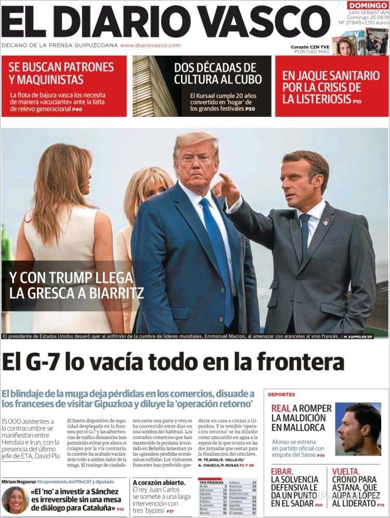 Portada El Diario Vasco 2019-08-26