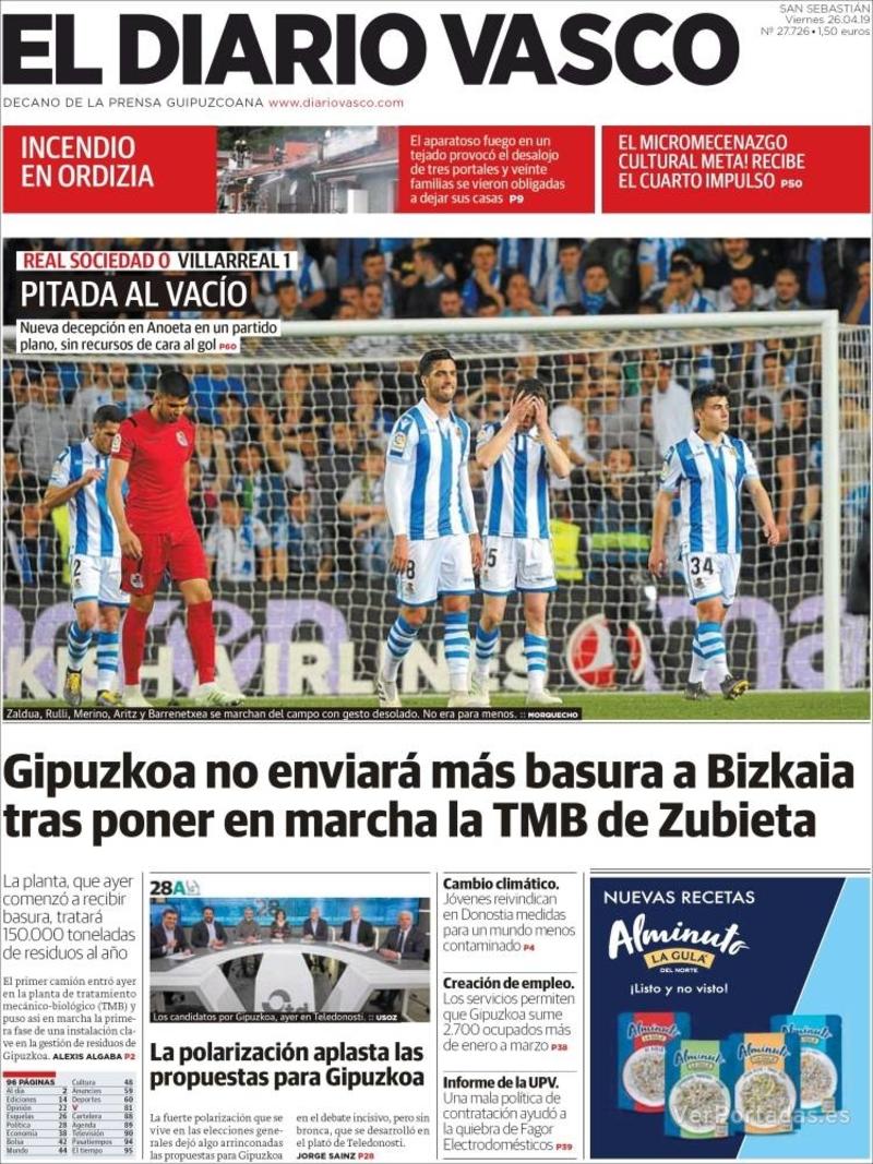 Portada El Diario Vasco 2019-04-27