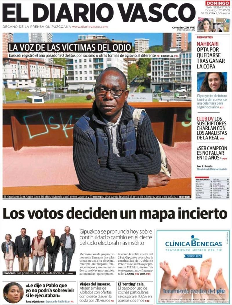Portada El Diario Vasco 2019-05-27