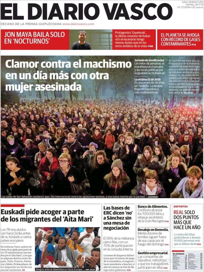 Portada El Diario Vasco 2019-11-27