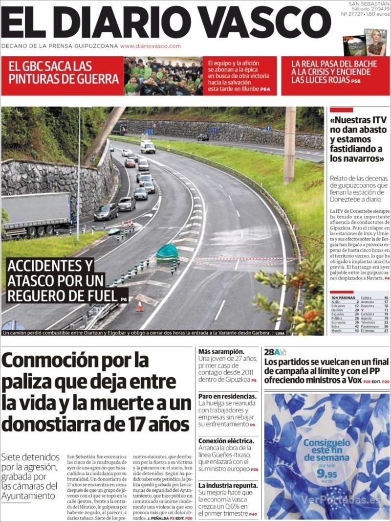 Portada El Diario Vasco 2019-04-28