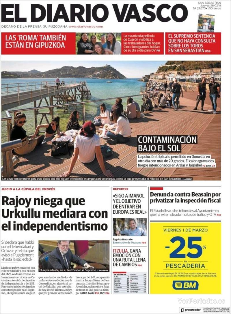 Portada El Diario Vasco 2019-03-01