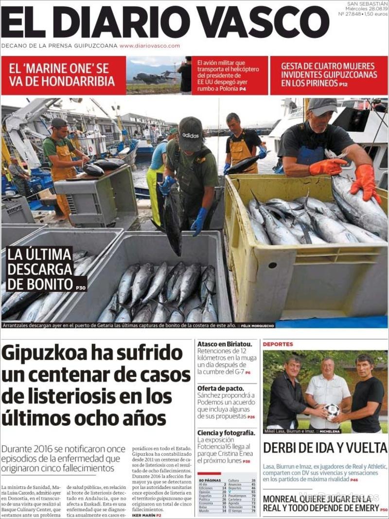 Portada El Diario Vasco 2019-08-29