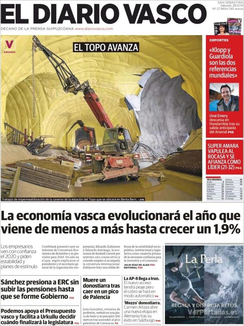 Portada El Diario Vasco 2019-12-29