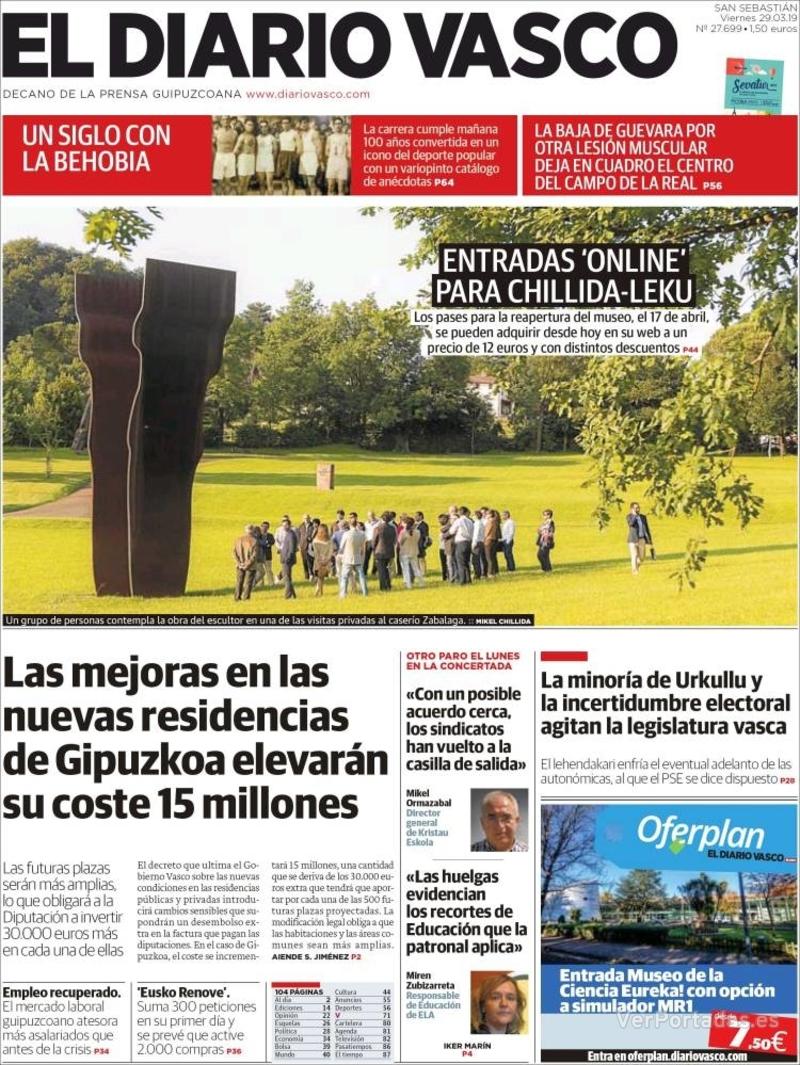 Portada El Diario Vasco 2019-03-30