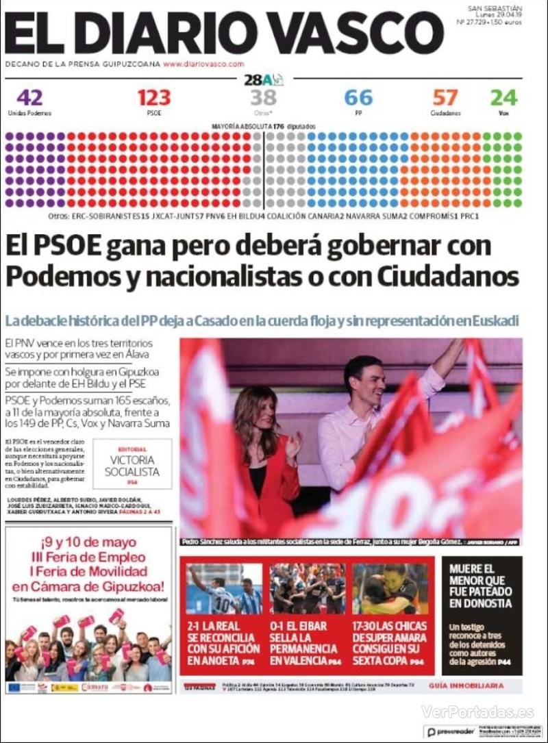 Portada El Diario Vasco 2019-04-30