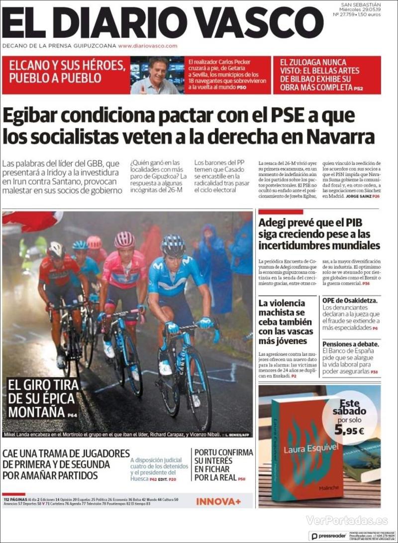 Portada El Diario Vasco 2019-05-30