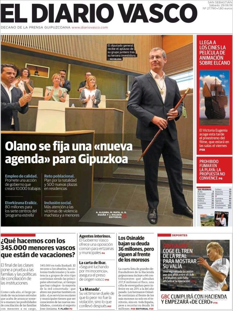 Portada El Diario Vasco 2019-06-30