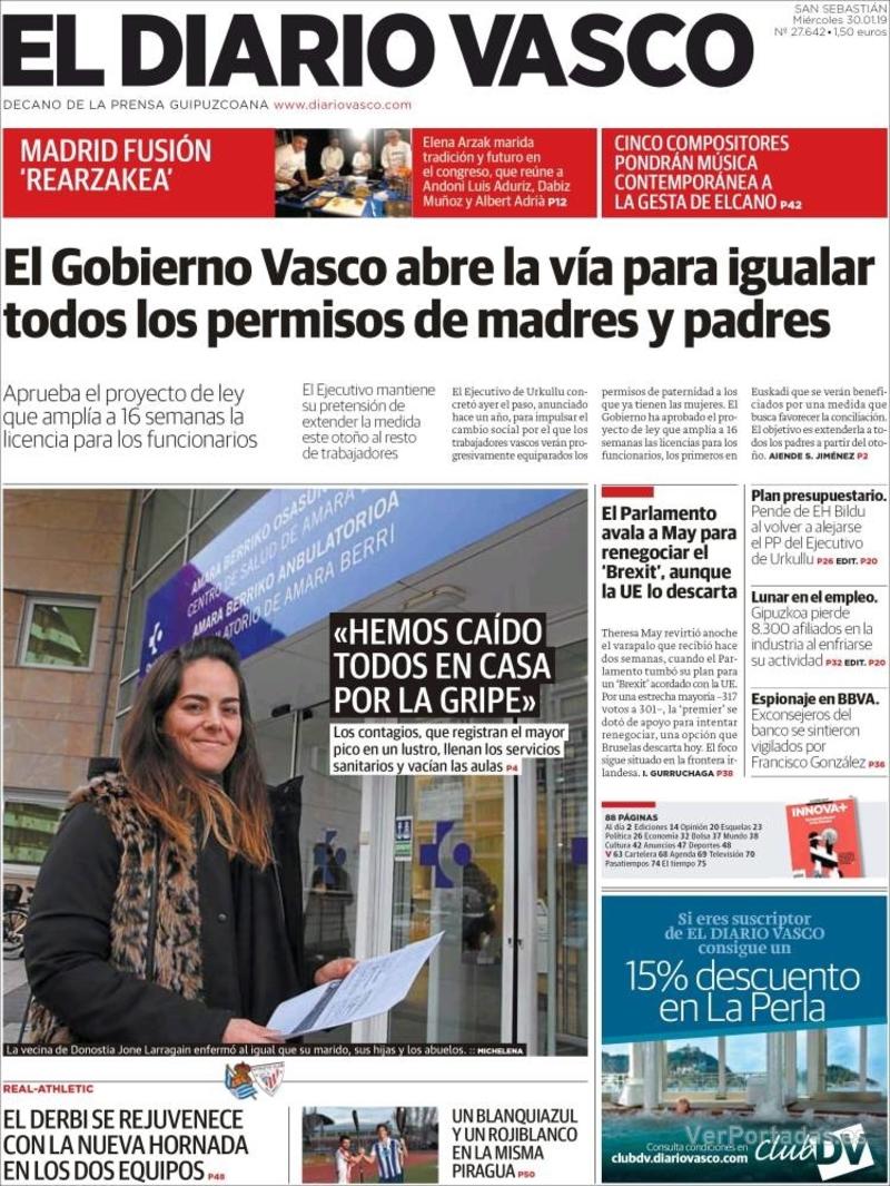 Portada El Diario Vasco 2019-01-31