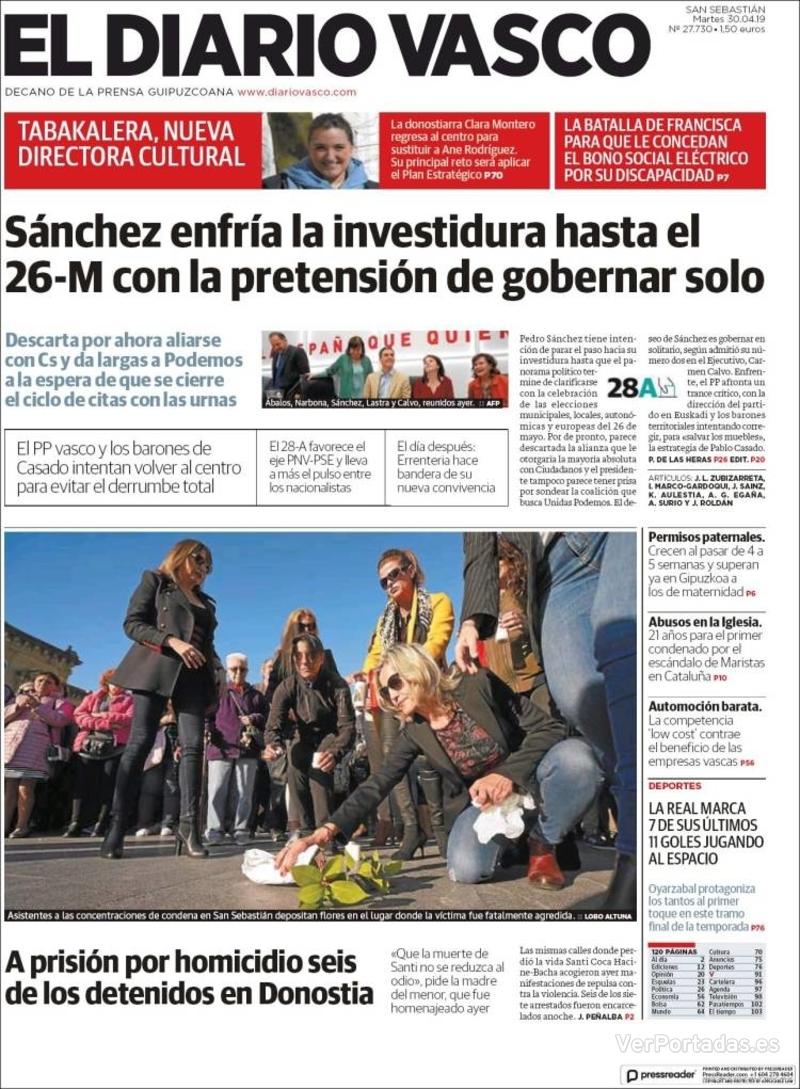 Portada El Diario Vasco 2019-05-01