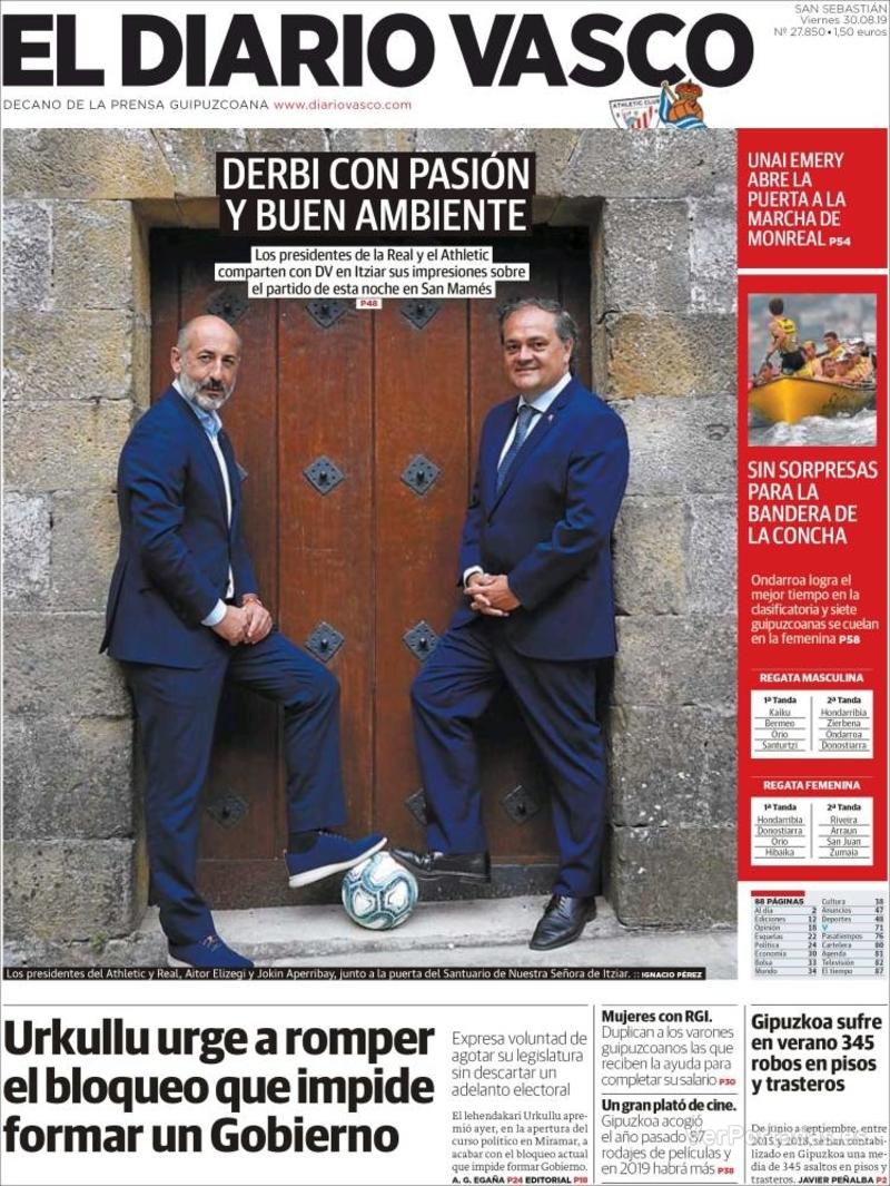 Portada El Diario Vasco 2019-08-31