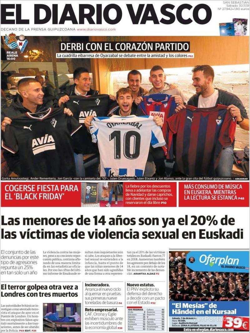 Portada El Diario Vasco 2019-12-01