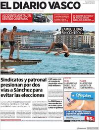 Portada El Diario Vasco 2019-08-09