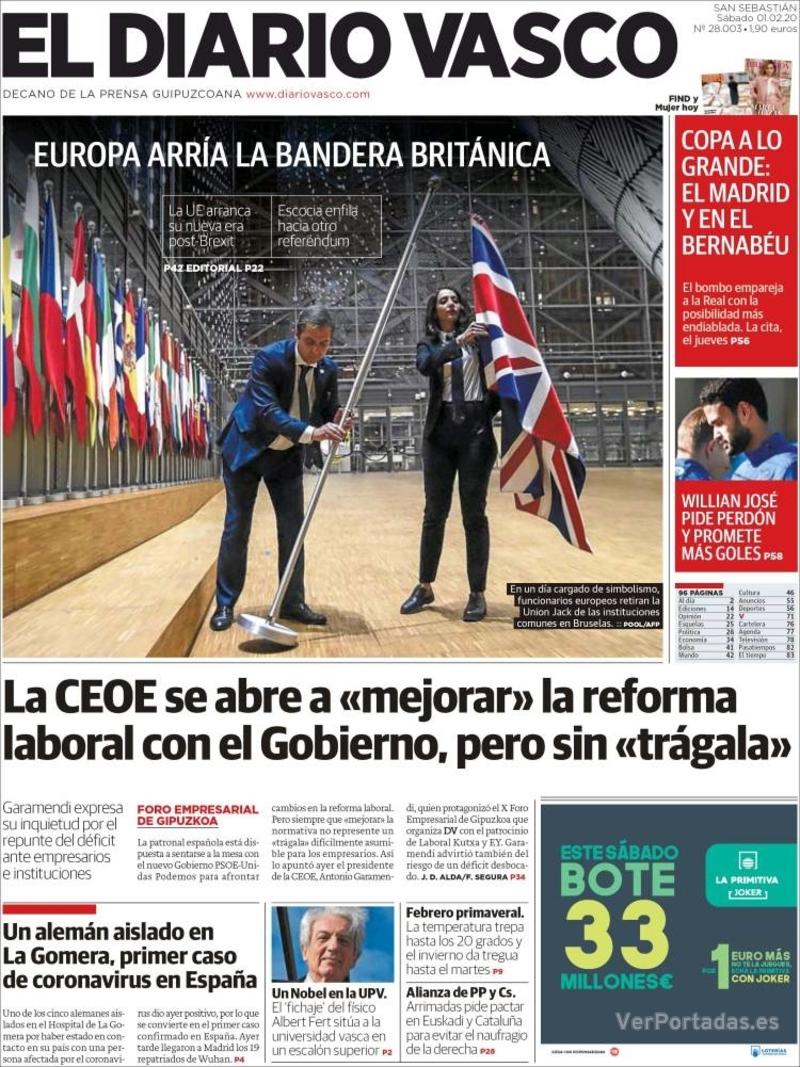Portada El Diario Vasco 2020-02-02