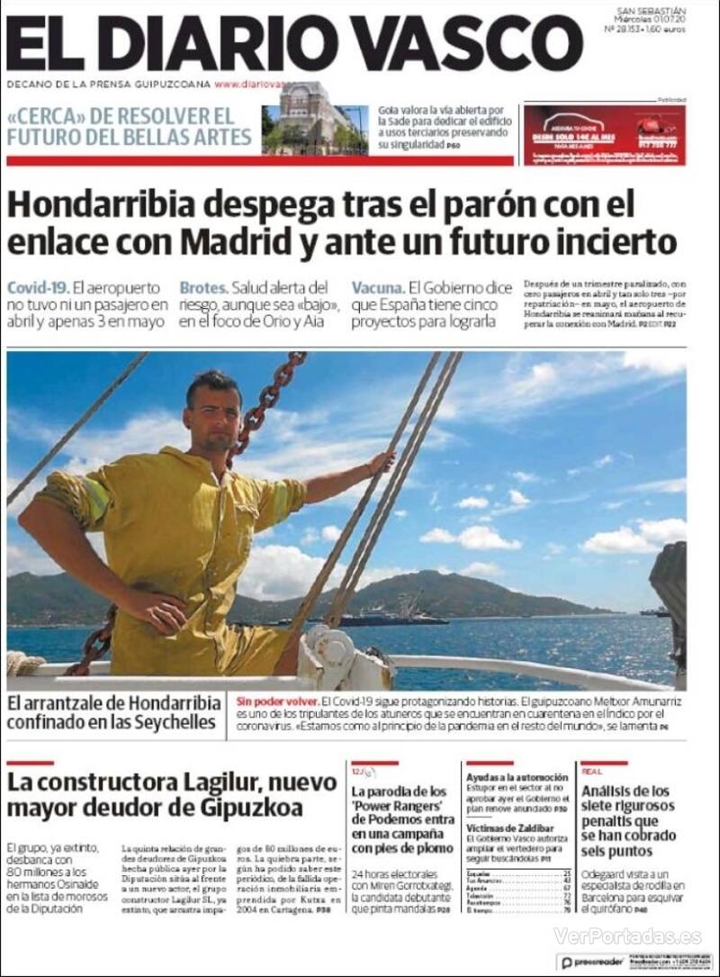 Portada El Diario Vasco 2020-07-02