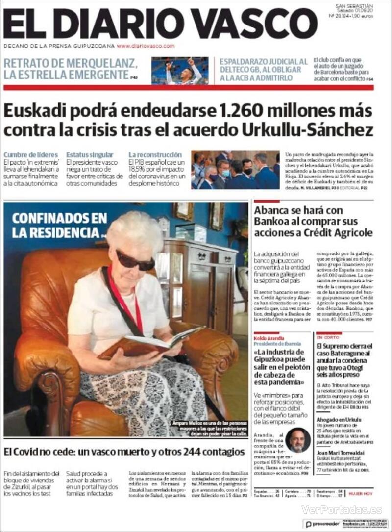 Portada El Diario Vasco 2020-08-02