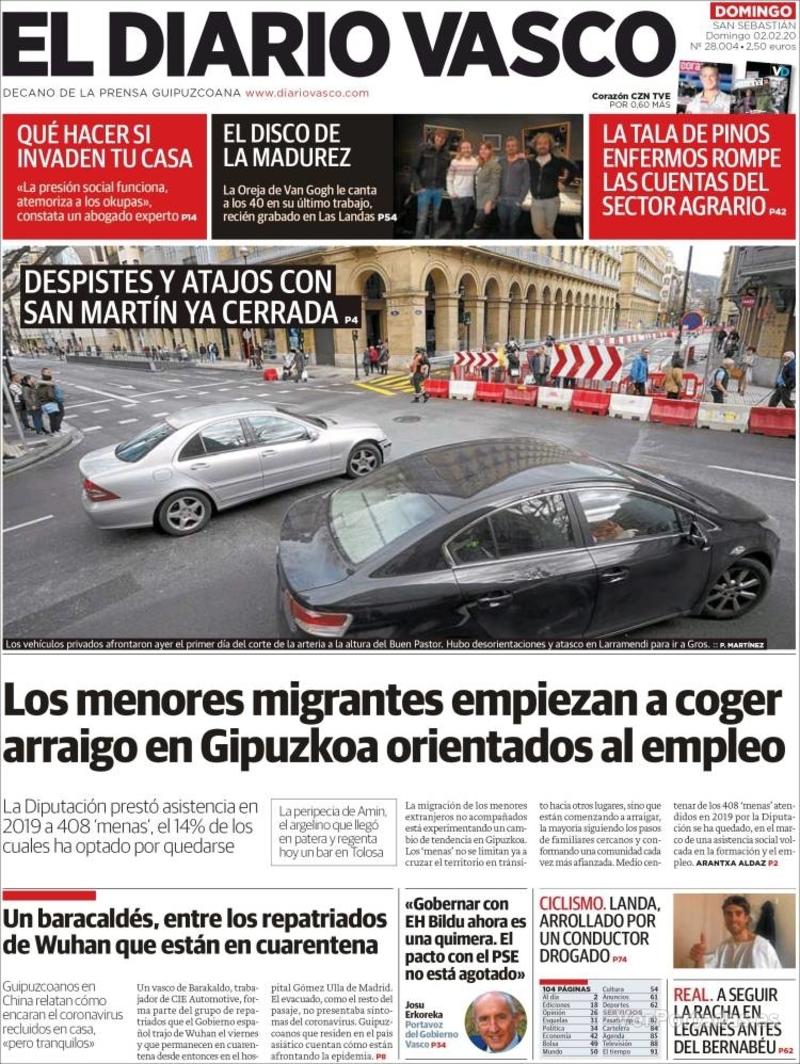 Portada El Diario Vasco 2020-02-03