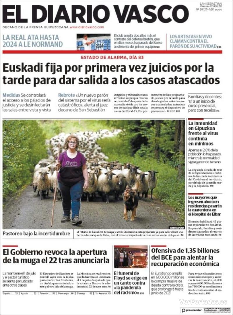 Portada El Diario Vasco 2020-06-06