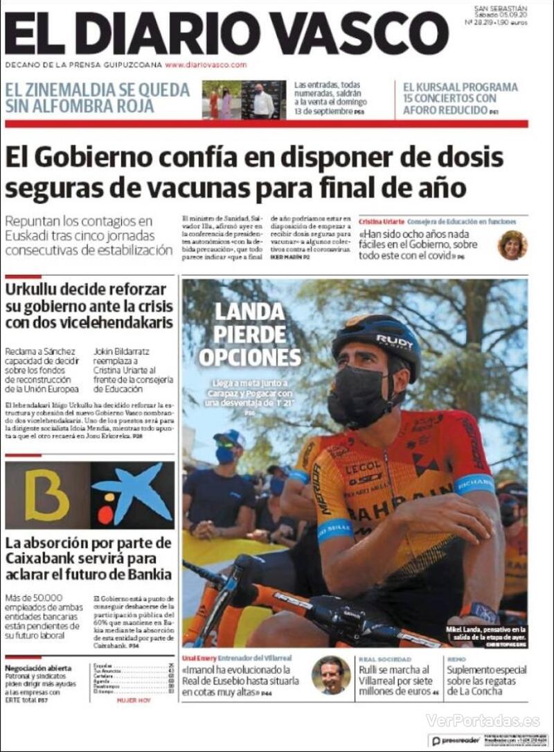 Portada El Diario Vasco 2020-09-06