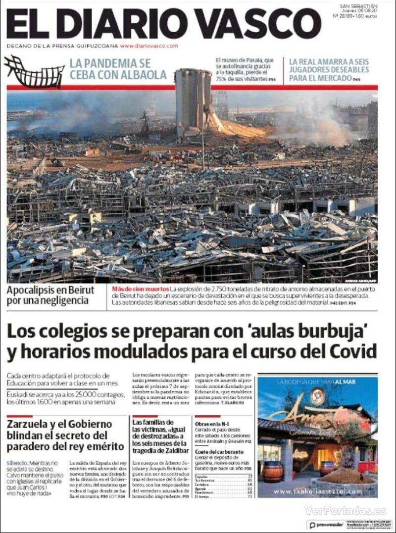 Portada El Diario Vasco 2020-08-07
