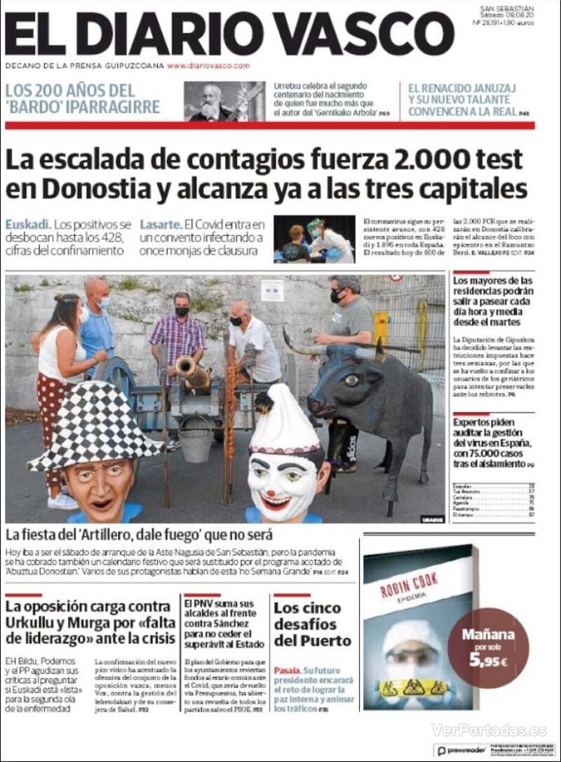 Portada El Diario Vasco 2020-08-09