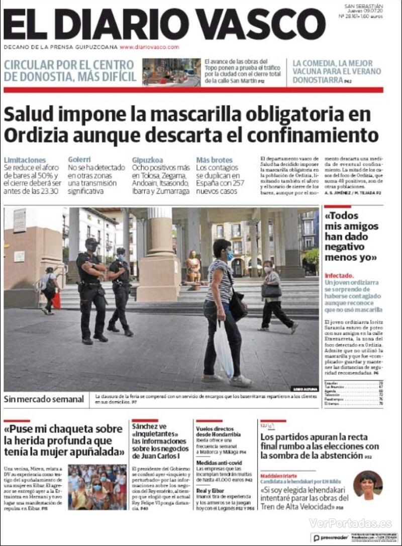 Portada El Diario Vasco 2020-07-10