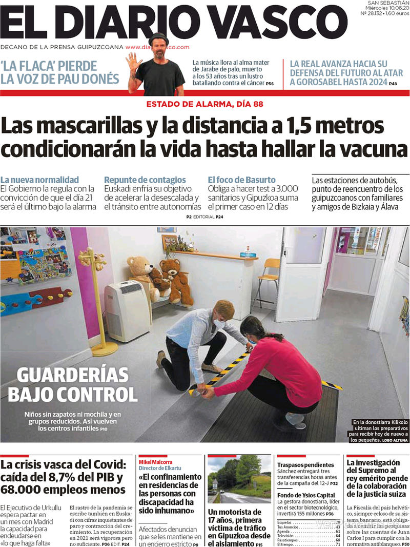Portada El Diario Vasco 2020-06-11