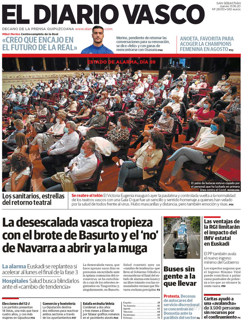 Portada El Diario Vasco 2020-06-12