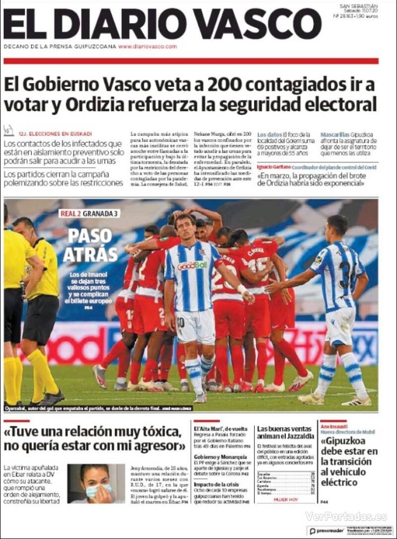 Portada El Diario Vasco 2020-07-12