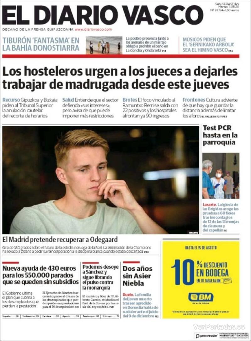 Portada El Diario Vasco 2020-08-12