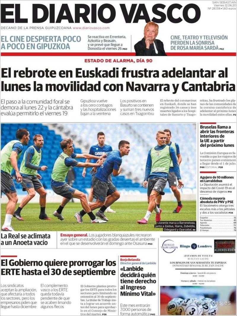 Portada El Diario Vasco 2020-06-13