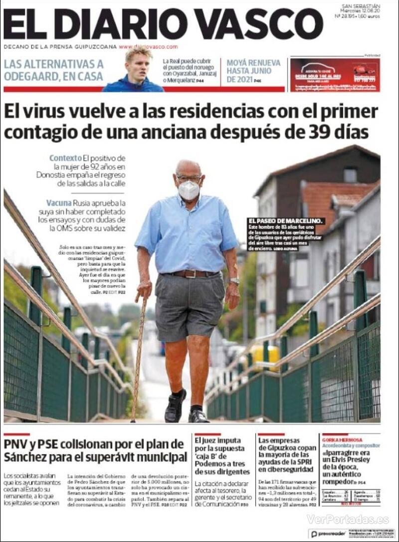 Portada El Diario Vasco 2020-08-13