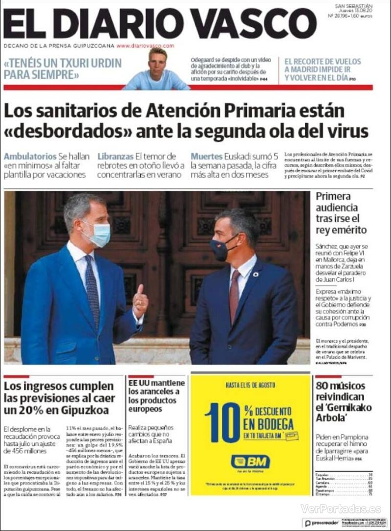 Portada El Diario Vasco 2020-08-14