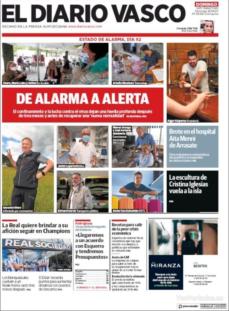 Portada El Diario Vasco 2020-06-15