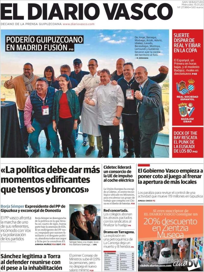Portada El Diario Vasco 2020-01-16