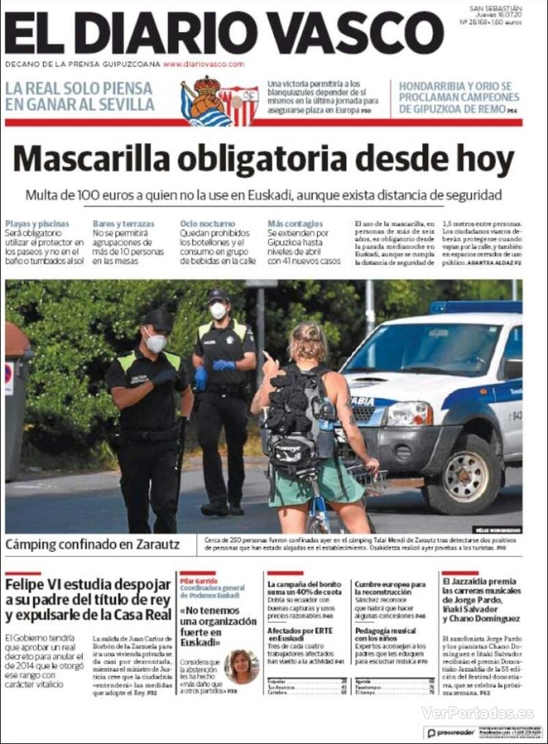 Portada El Diario Vasco 2020-07-17
