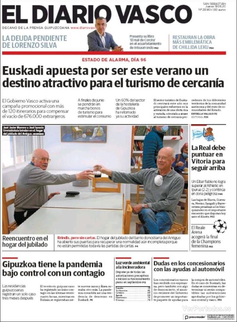 Portada El Diario Vasco 2020-06-19