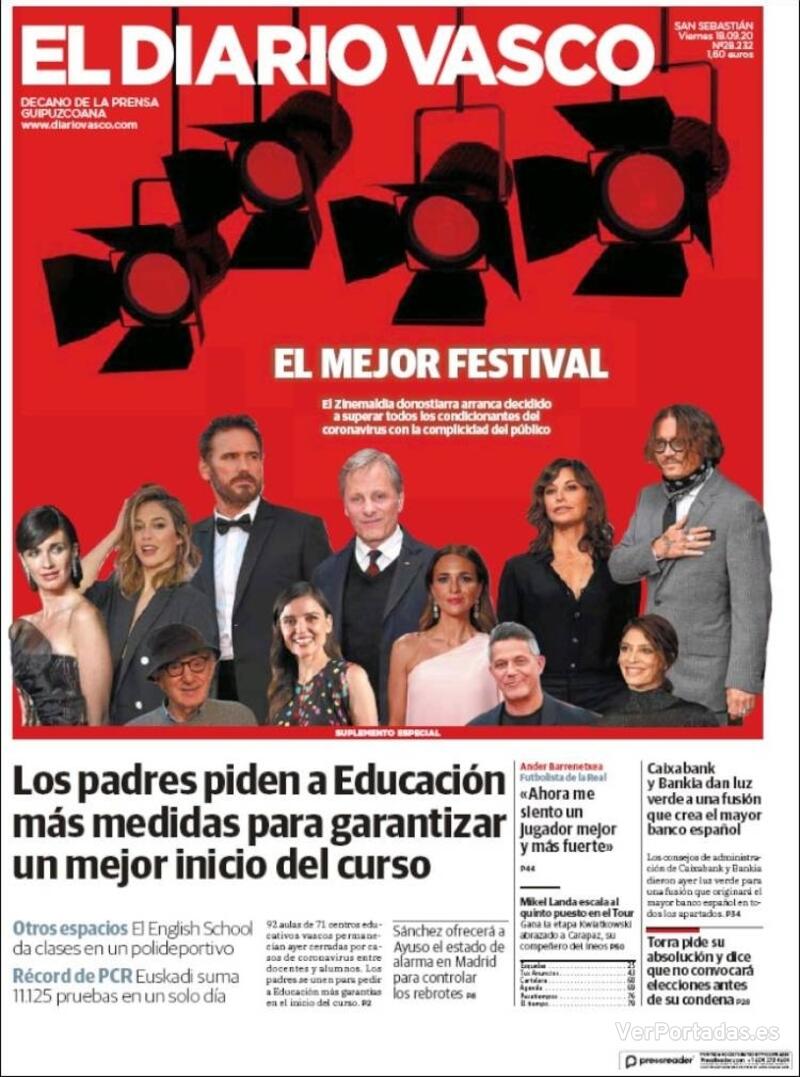 Portada El Diario Vasco 2020-09-19