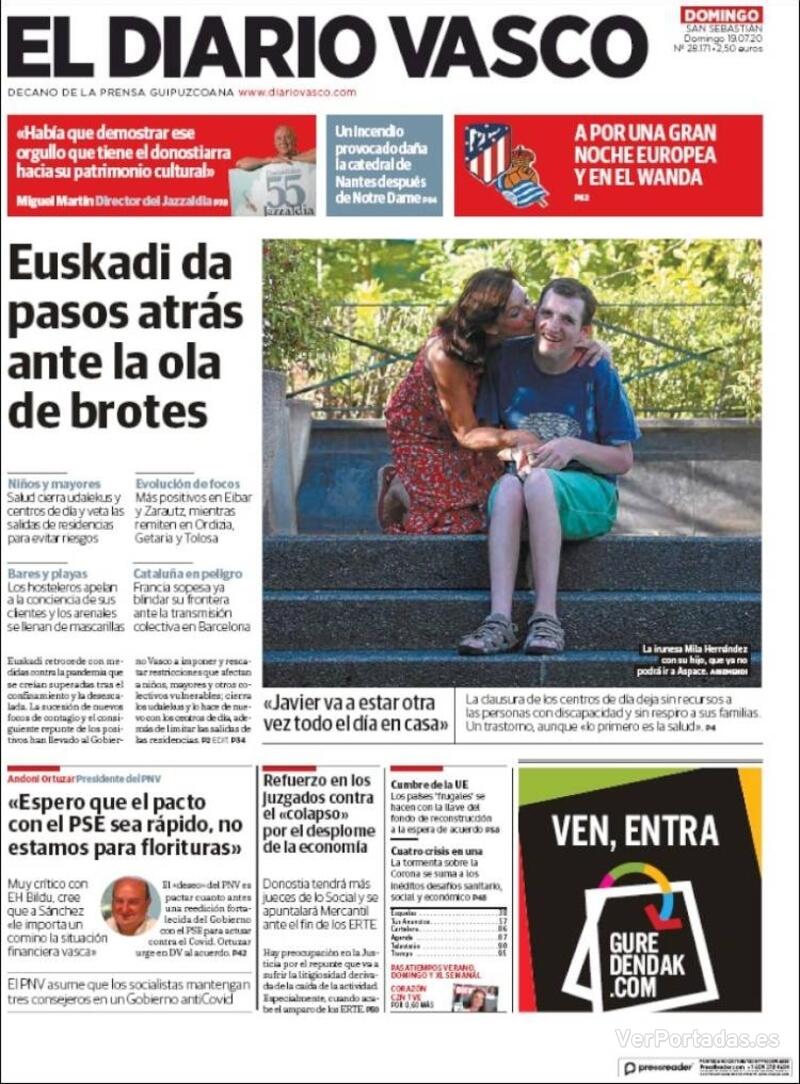Portada El Diario Vasco 2020-07-20