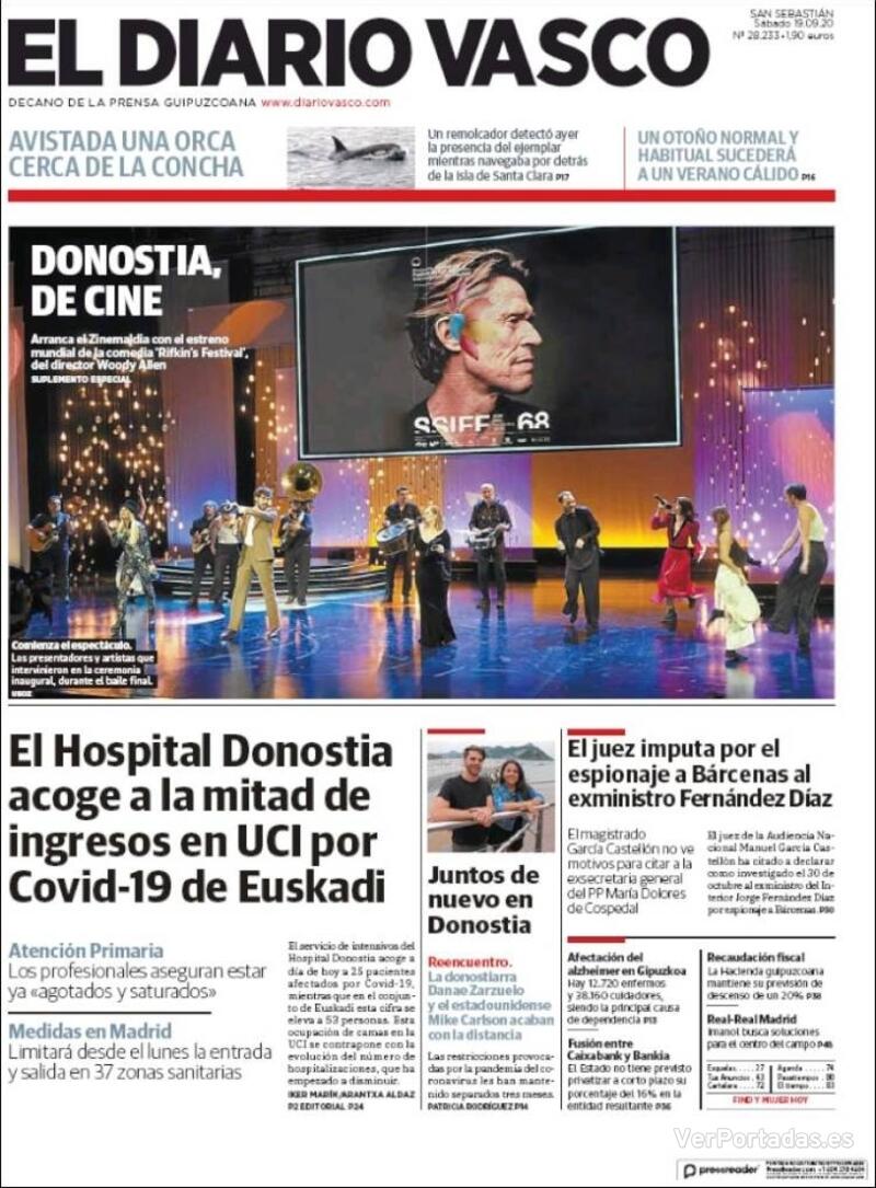 Portada El Diario Vasco 2020-09-20