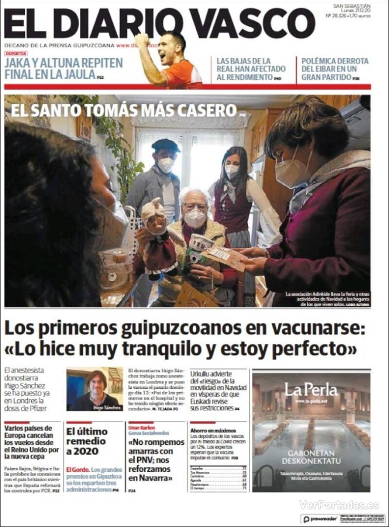 Portada La Verdad 2020-12-21